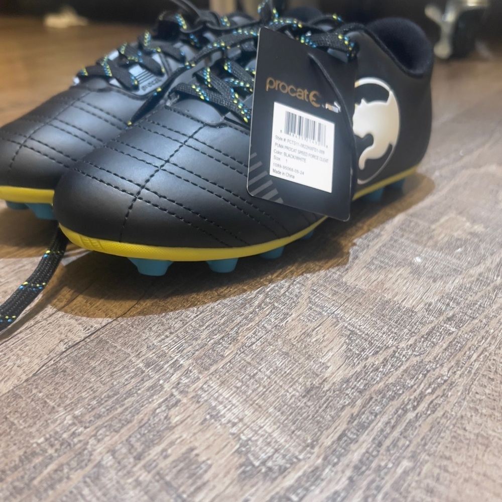 Kids Soccer Shoes - Black and Yellow